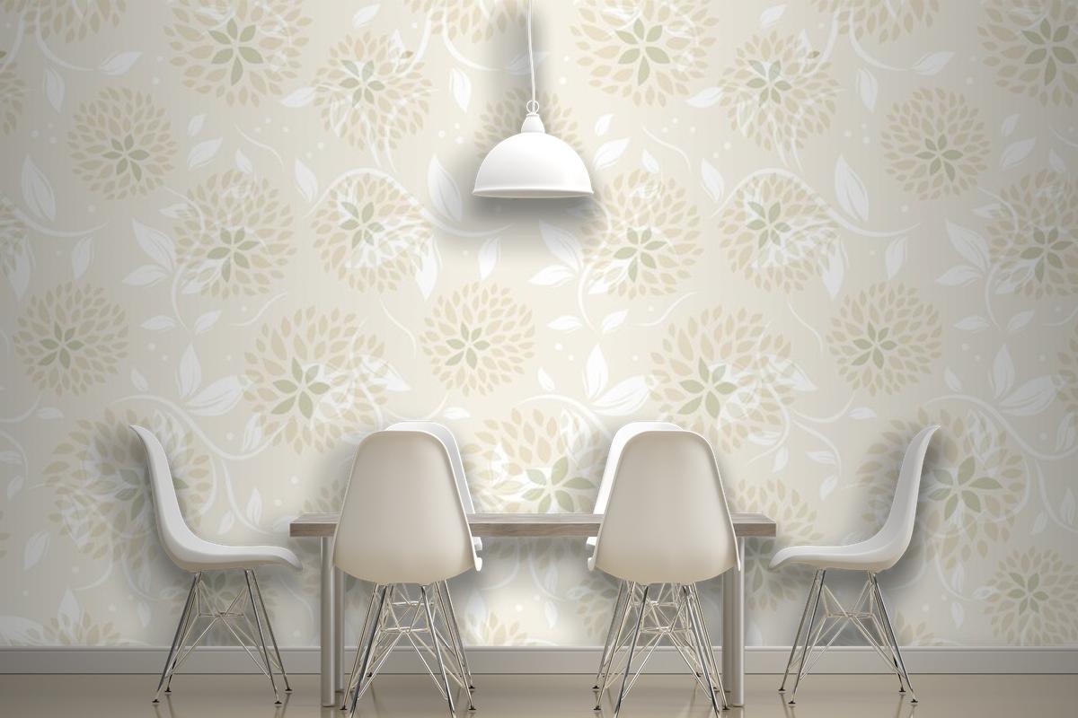 Seamless Floral Pattern Dining Room Wallpaper Mural