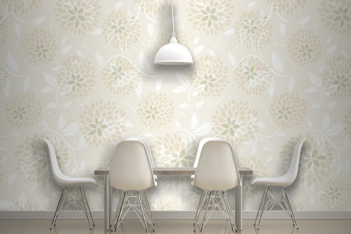 Seamless Floral Pattern Dining Room Wallpaper Mural