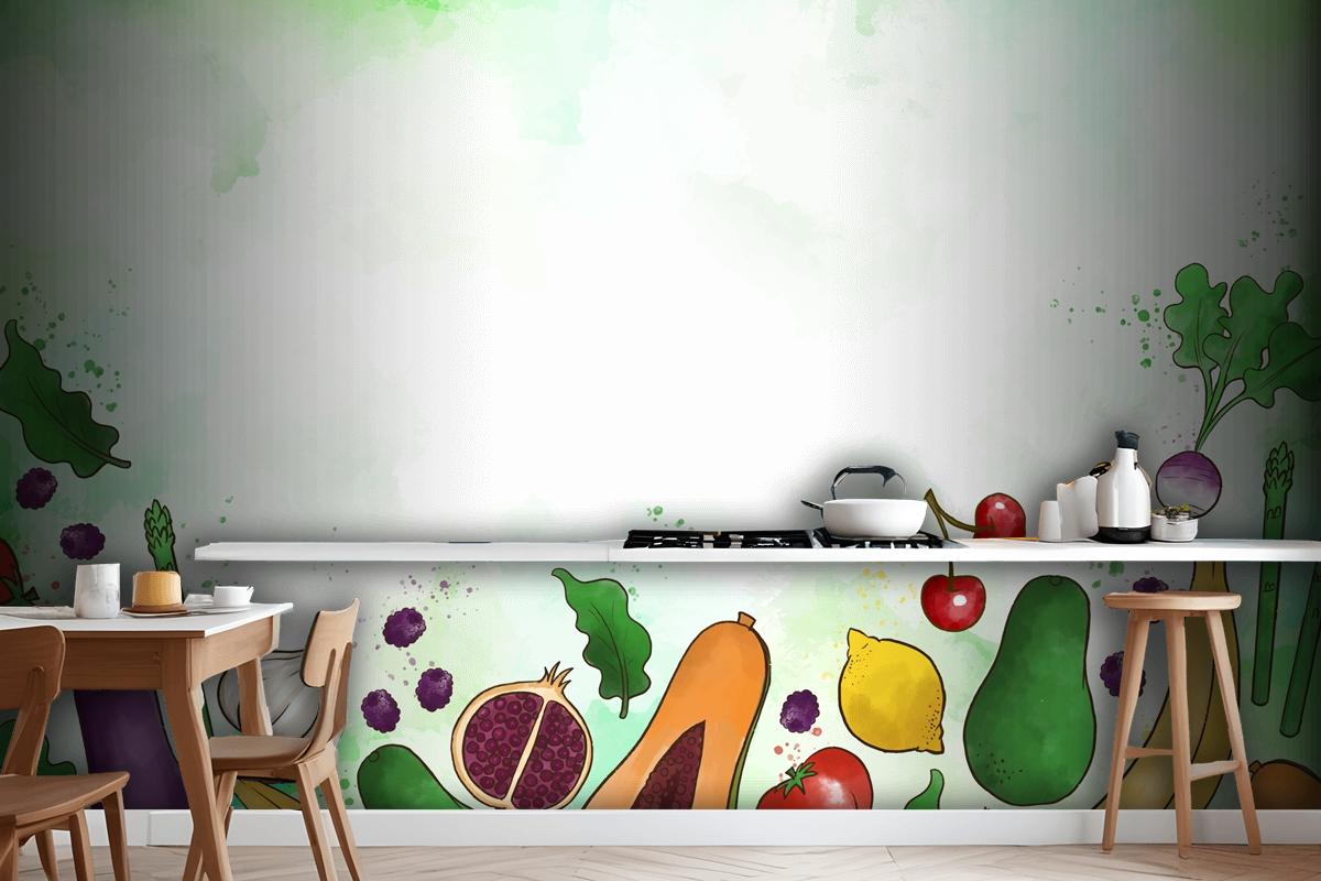 Vegetables And Fruit Wallpaper Mural