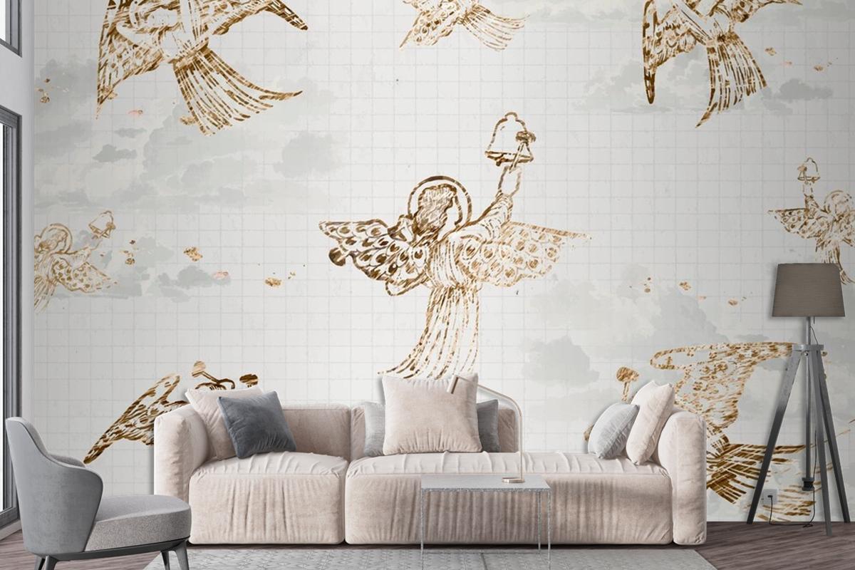 Vintage Angel Pattern Background Wallpaper Mural