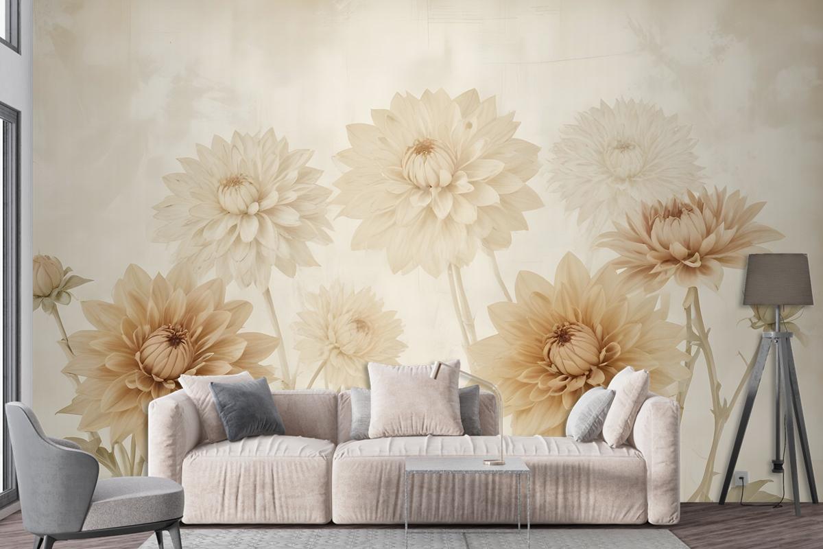 Vintage Dahlia Flower Wallpaper Mural