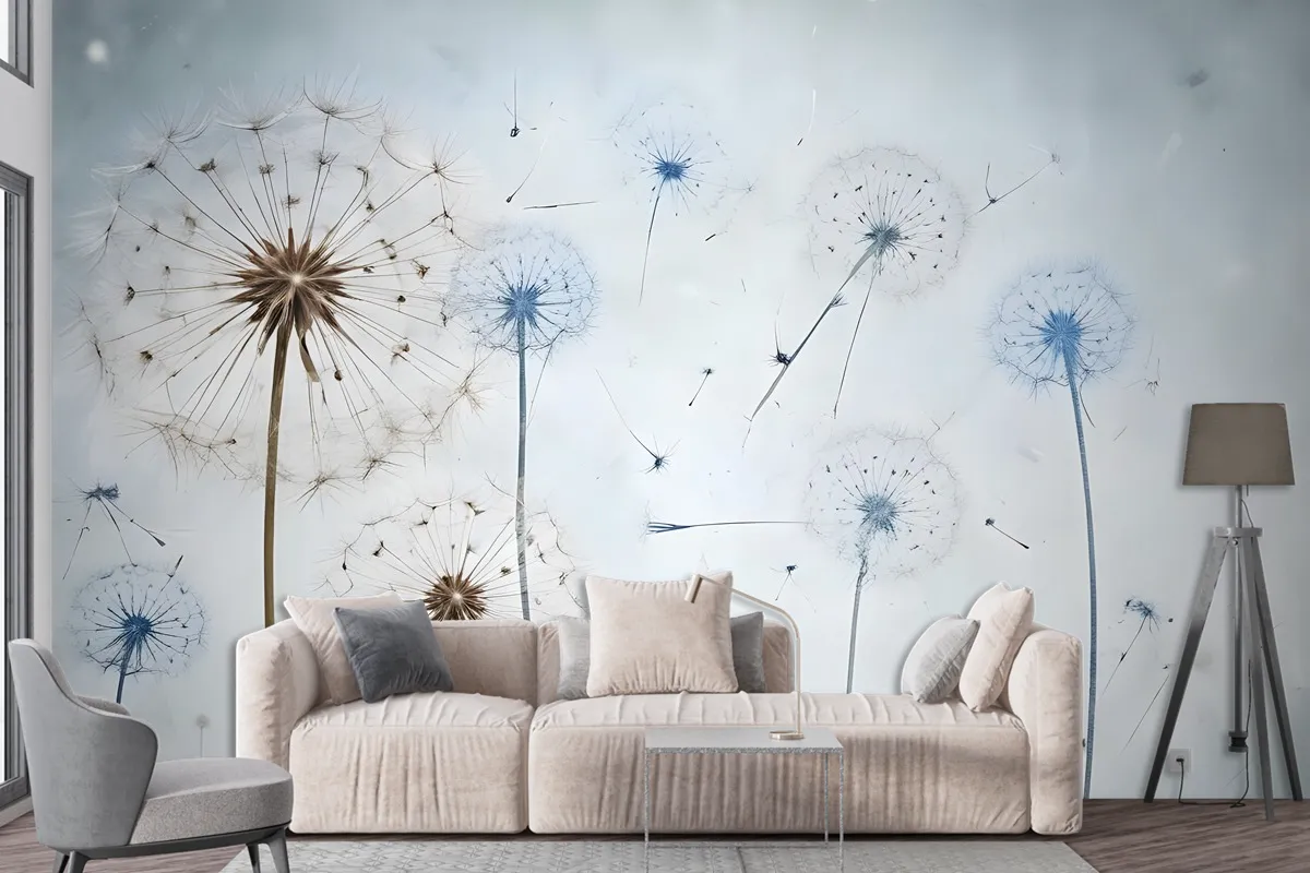 Vintage Dandelion Floral Wallpaper Mural