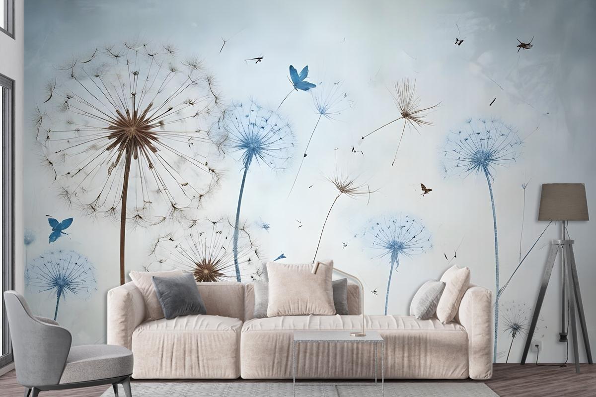 Vintage Dandelion Floral Wallpaper Mural