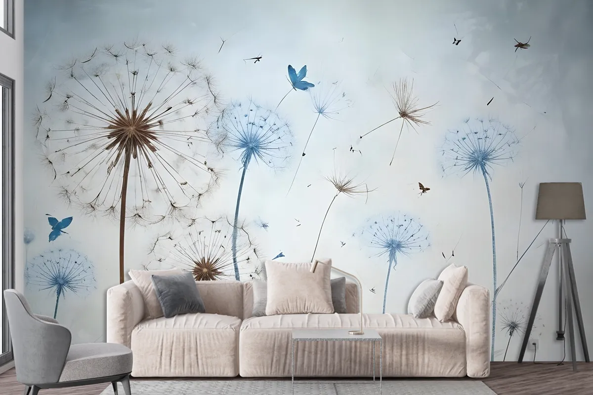 Vintage Dandelion Floral Wallpaper Mural