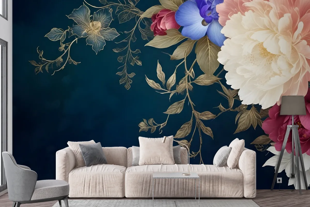 Vintage Floral Art Wallpaper Mural