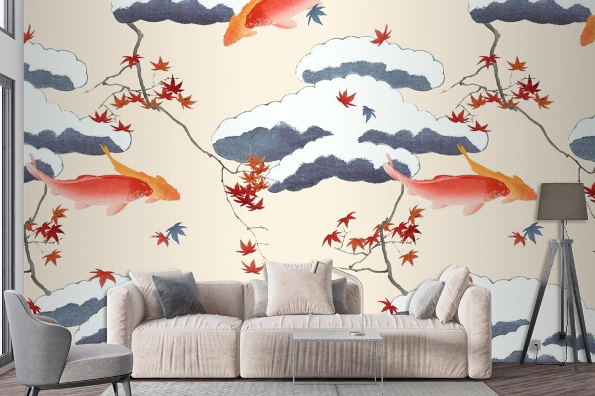 Vintage Japanese Seamless Pattern Wallpaper Mural