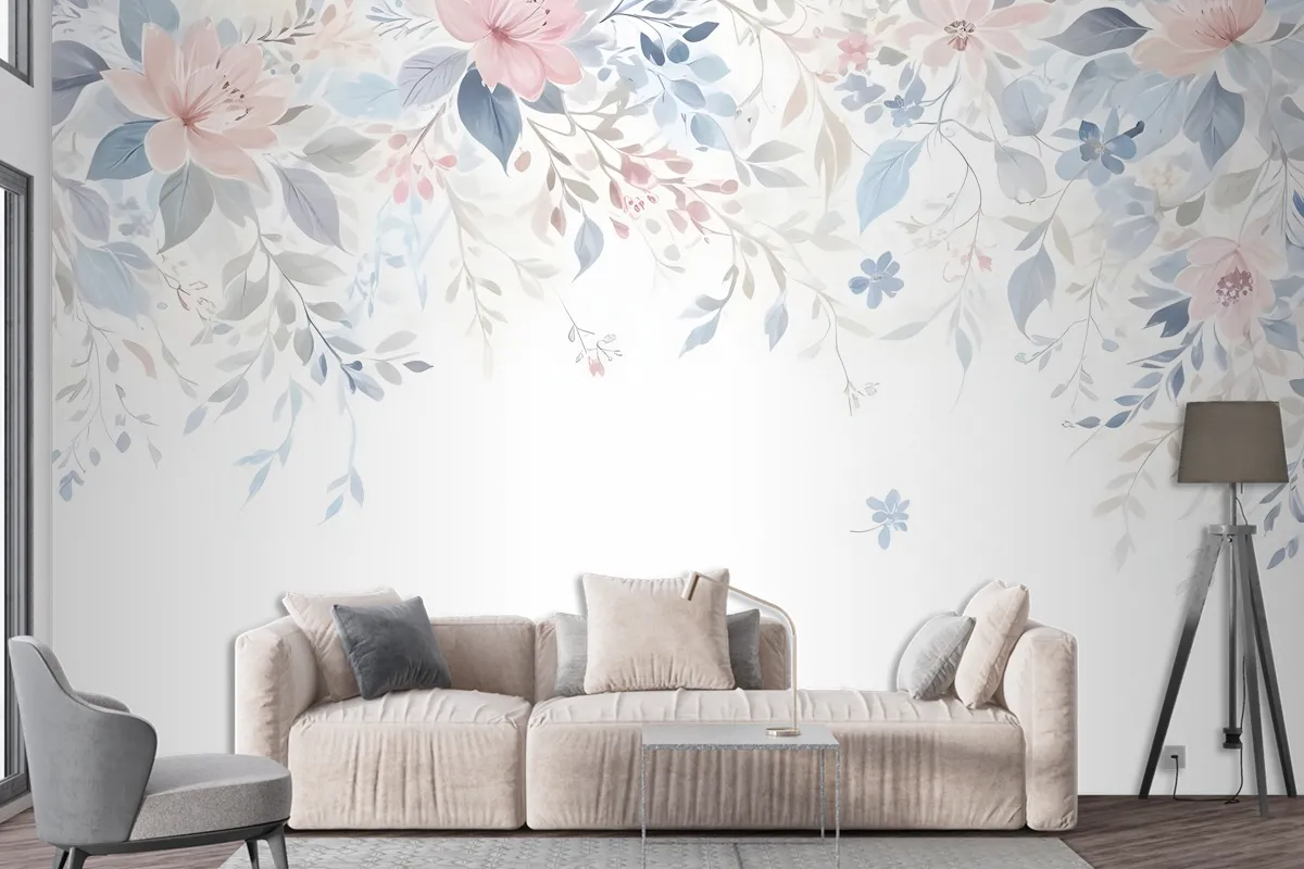 Vintage Retro Floral Art Wallpaper Mural