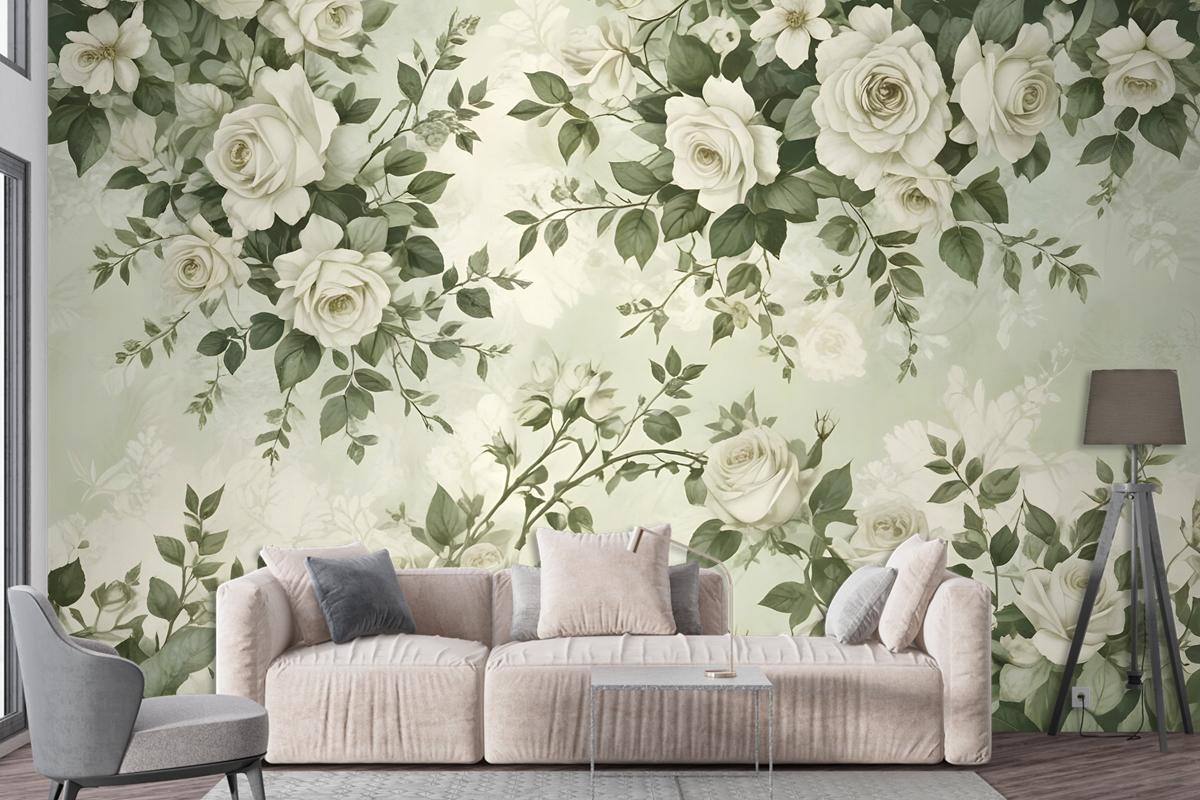 Vintage Rose Flower Wallpaper Mural