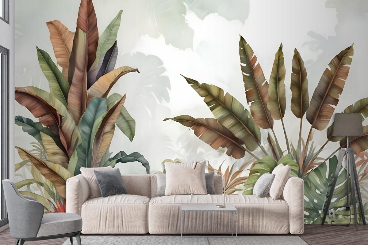 Vintage Tropical Leaf Wallpaper Mural