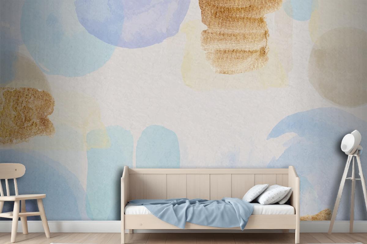 Watercolor Abstract Background With Painted Stains Wallpaper Mural