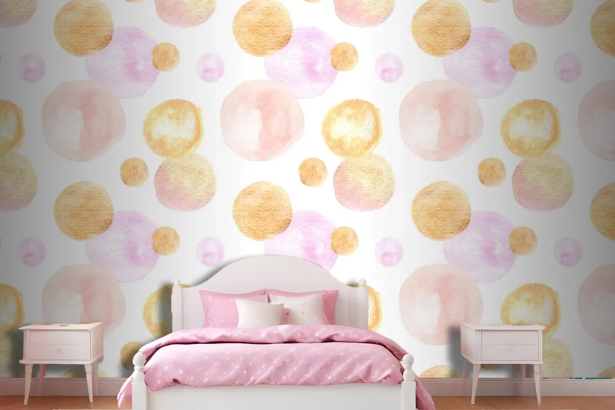 Watercolor Abstract Circular Spots Seamless Pattern Wallpaper Mural