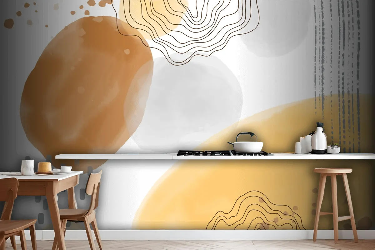 Watercolor Abstract Doodle Background Kitchen Wallpaper Mural