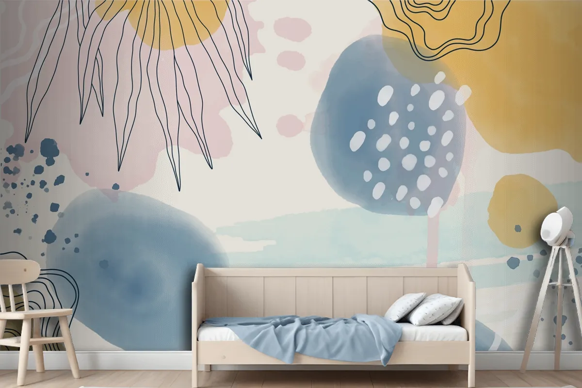 Watercolor Abstract Doodle Background Wallpaper Mural