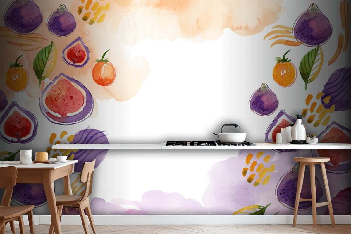 Watercolor Abstract Doodle Wallpaper Mural