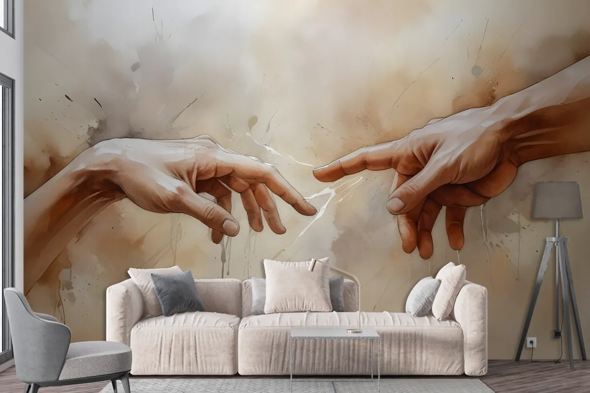 Watercolor Abstract Hands Wallpaper Mural