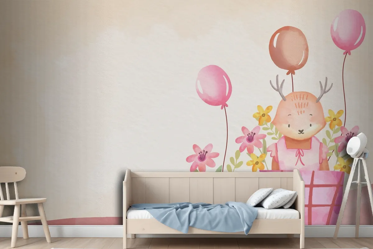 Watercolor Baby Girl Background Wallpaper Mural