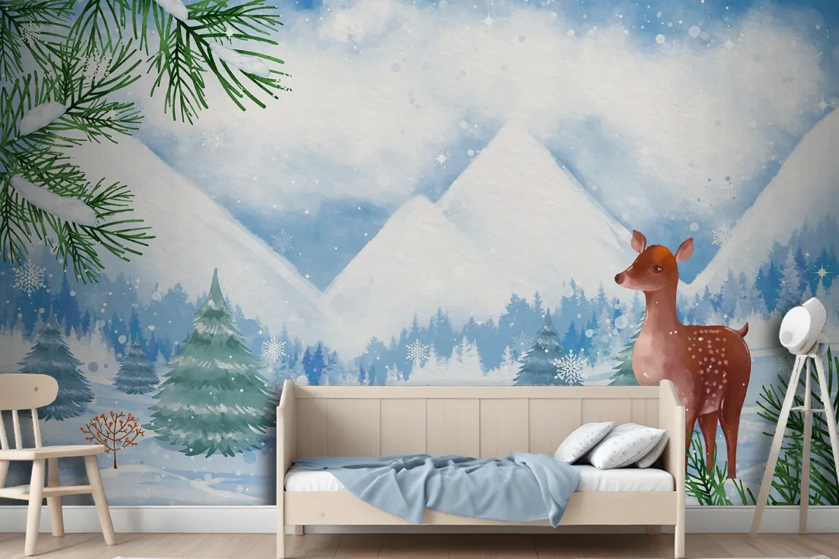 Watercolor Background For Winter Season Celebration Wallpaper Mural