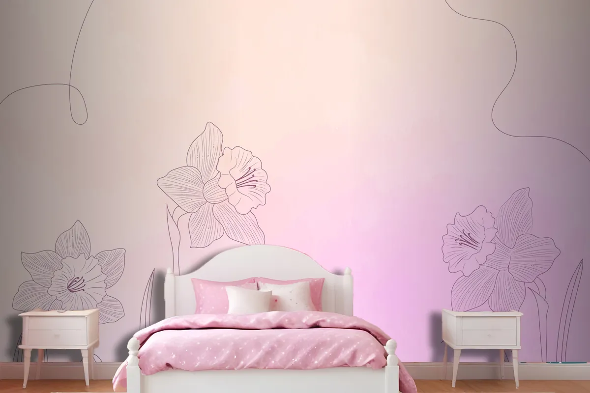 Watercolor Background With Hand Drawn Elements Wallpaper Mural