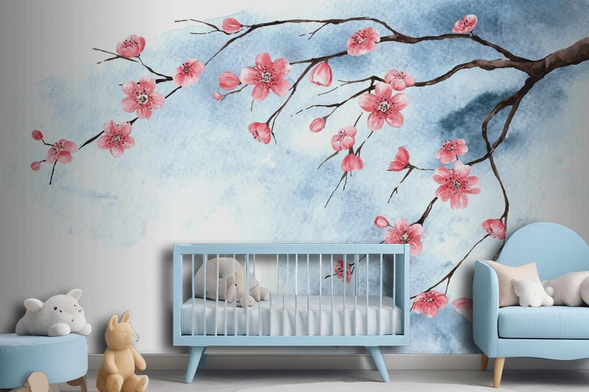 Watercolor Cherry Blossom Wallpaper Mural