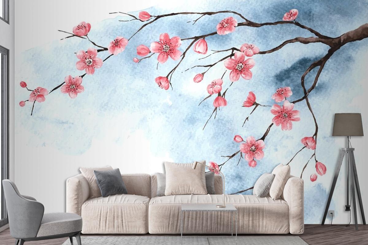 Watercolor Cherry Blossom Wallpaper Mural