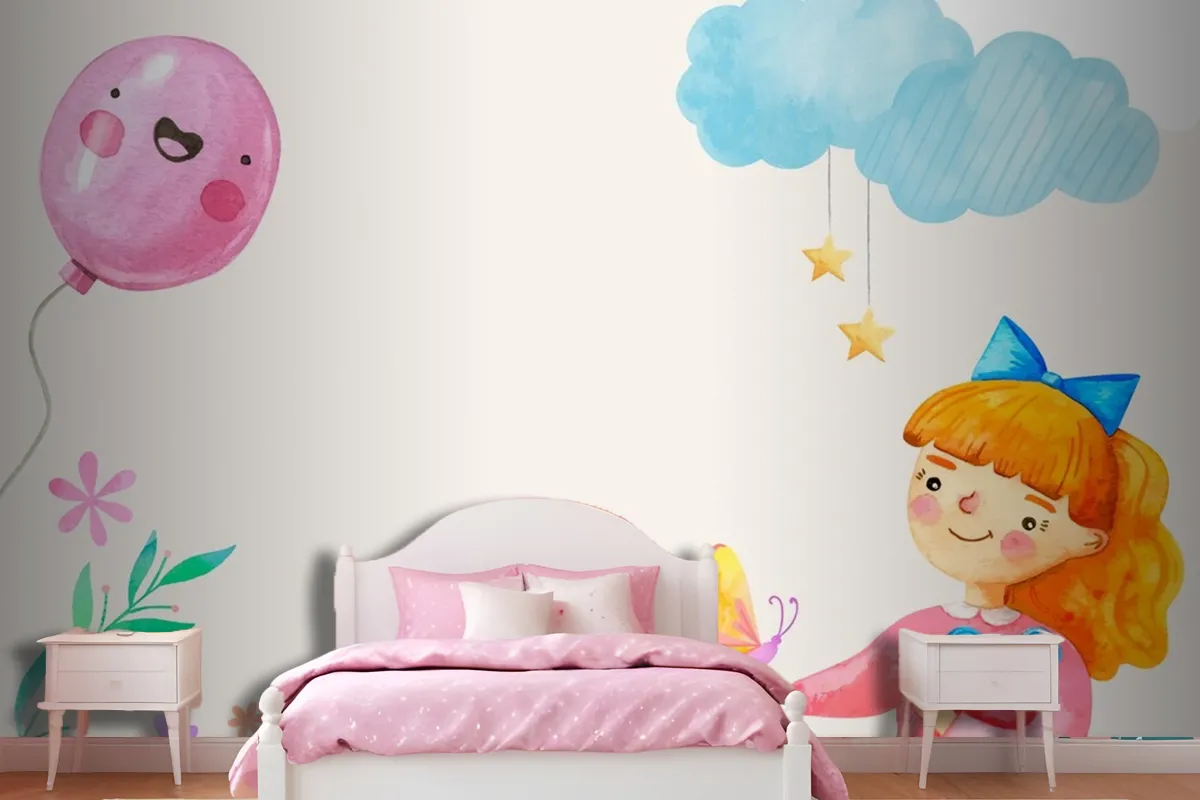 Watercolor Children'S Day In Spanish Background Wallpaper Mural