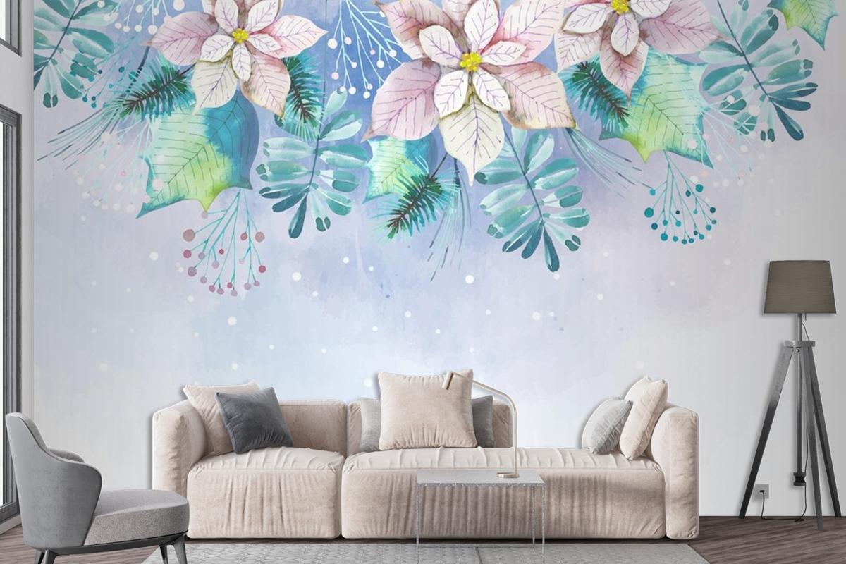 Watercolor Christmas Background Theme Wallpaper Mural