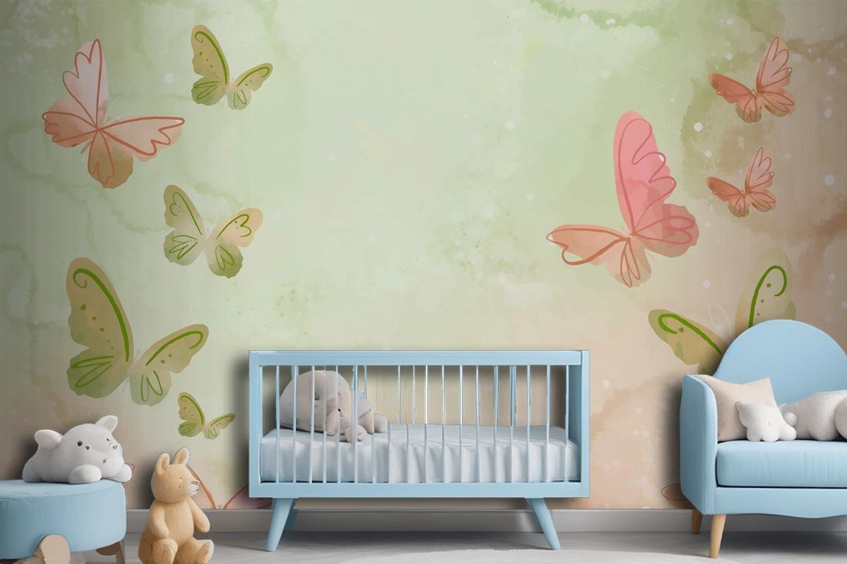 Watercolor Colorful Butterfly Background Wallpaper Mural