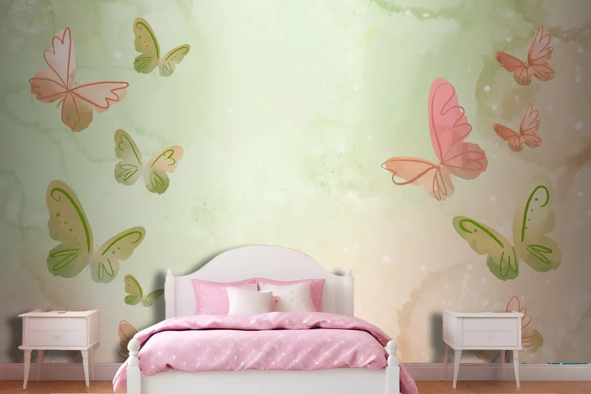 Watercolor Colorful Butterfly Background Wallpaper Mural