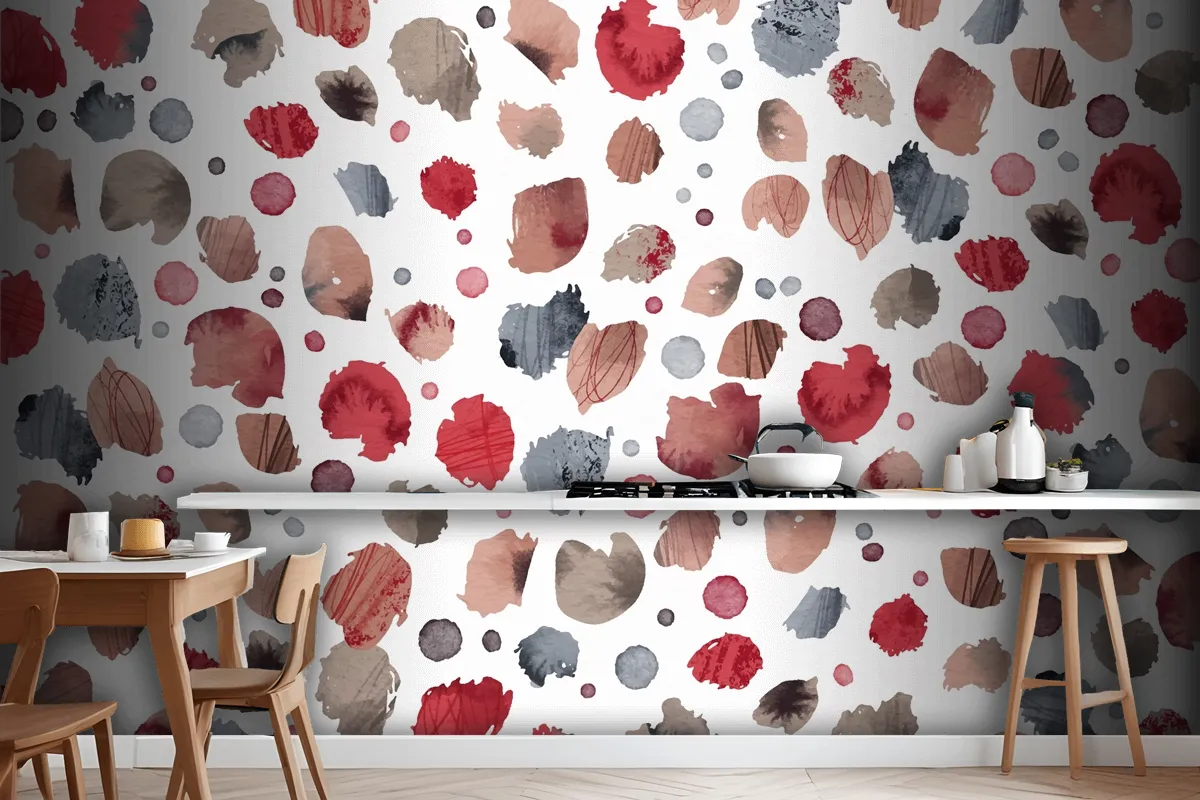 Watercolor Dotty Pattern Kitchen Wallpaper Mural