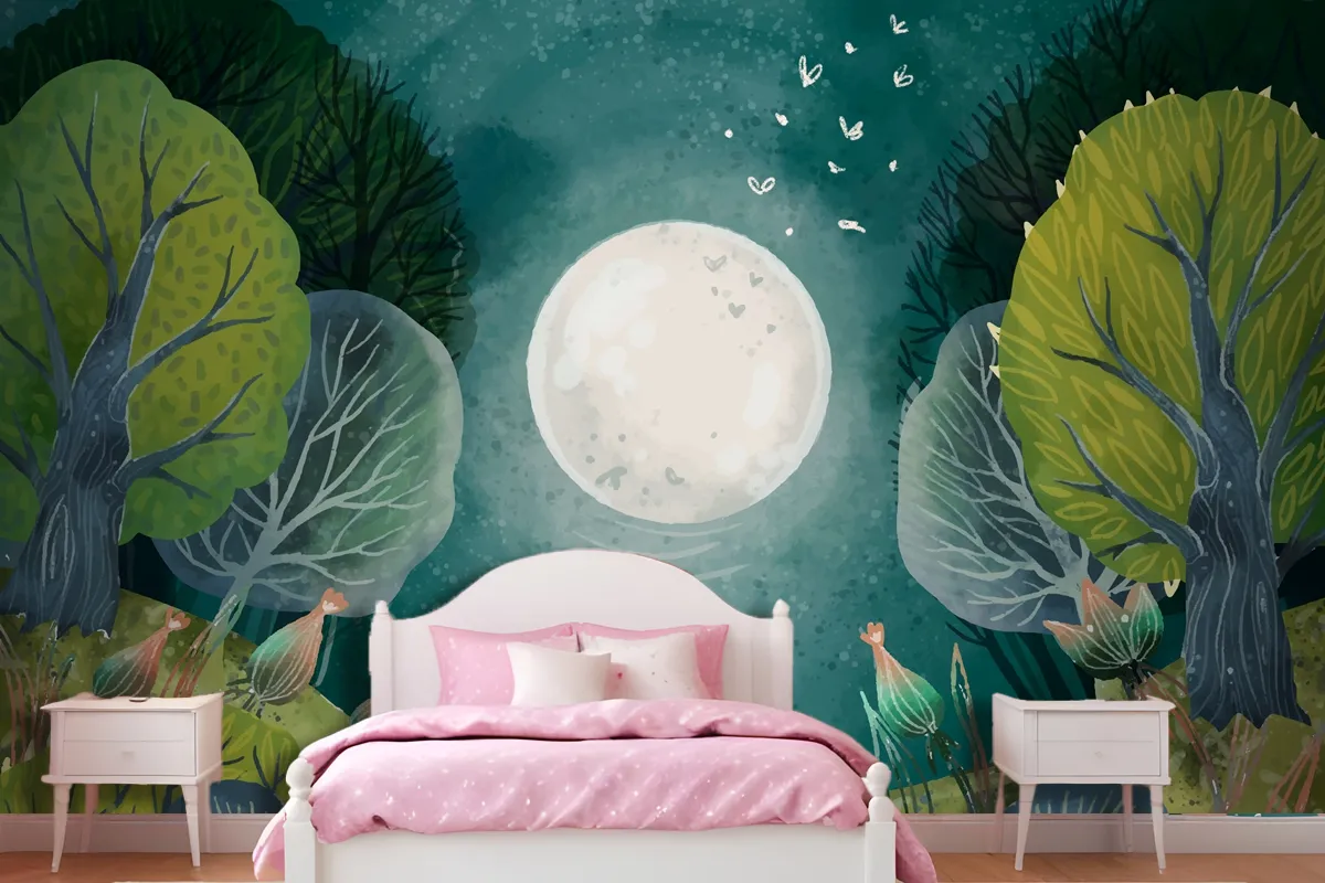 Watercolor Enchanted Forest Wallpaper Mural