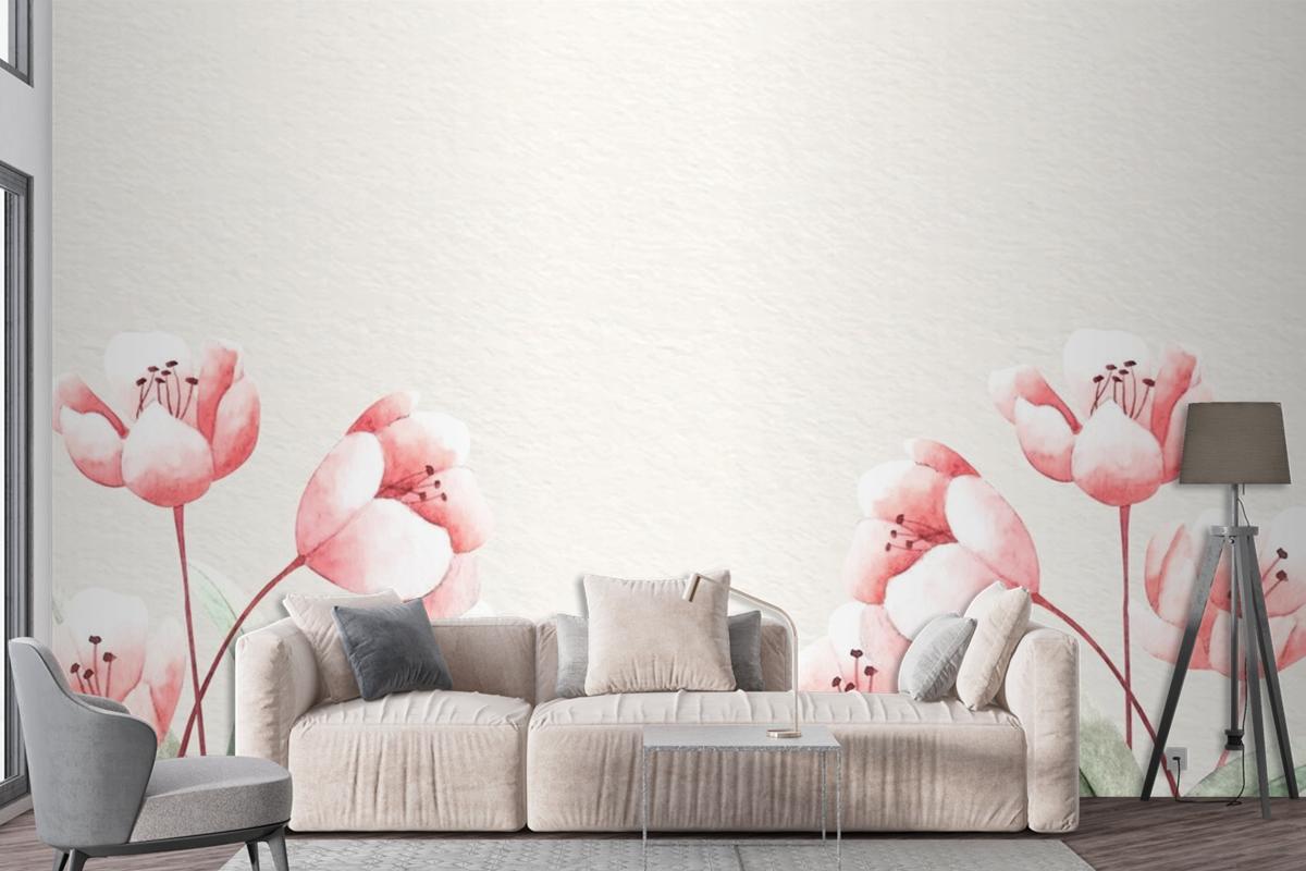 Watercolor Floral Background With Soft Colors Wallpaper Mural