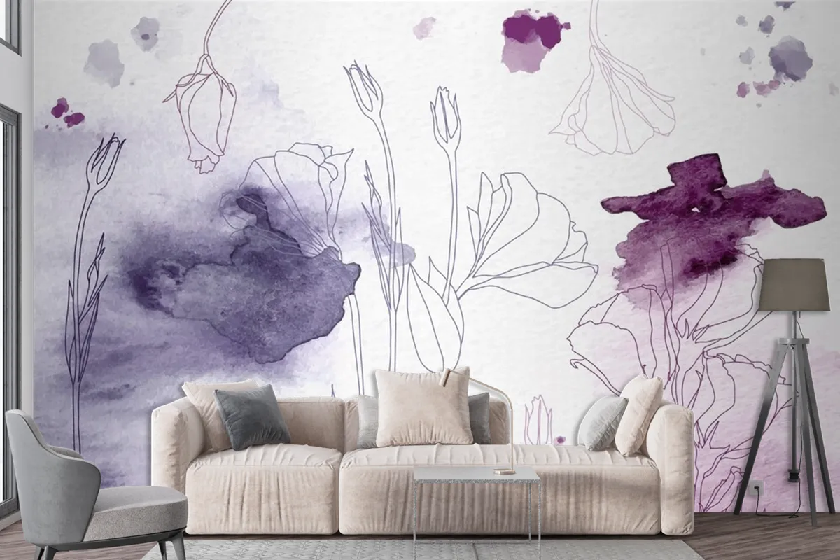 Watercolor Floral Background Wallpaper Mural