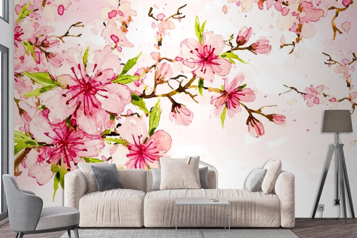 Watercolor Floral Background Wallpaper Mural