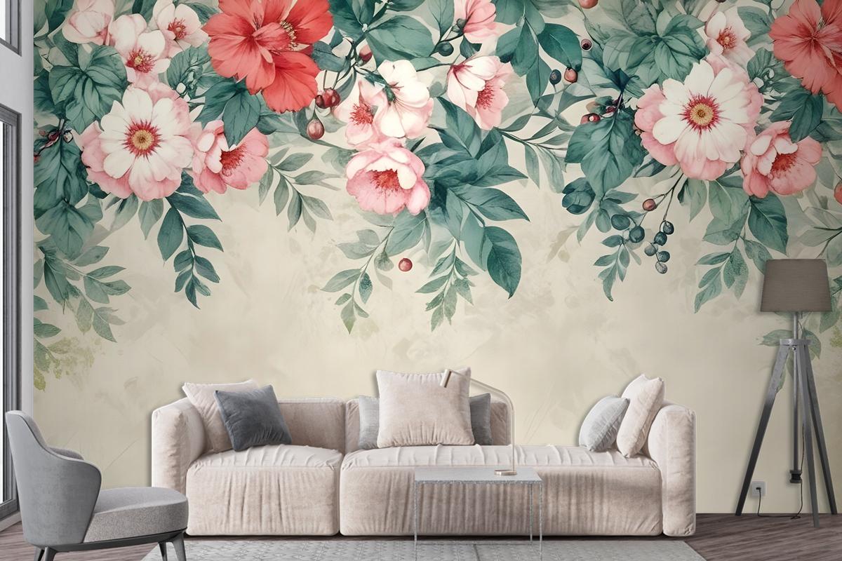 Watercolor Floral Wallpaper Mural