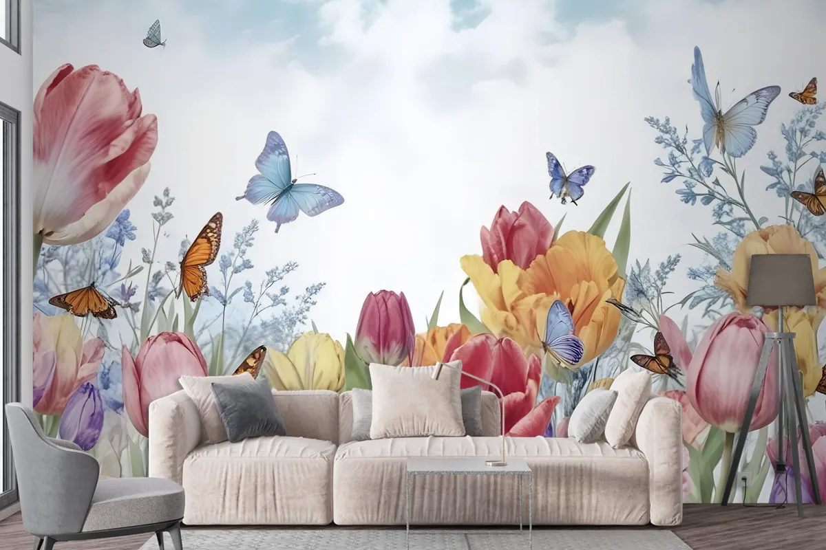 Watercolor Garden Floral Wallpaper Mural