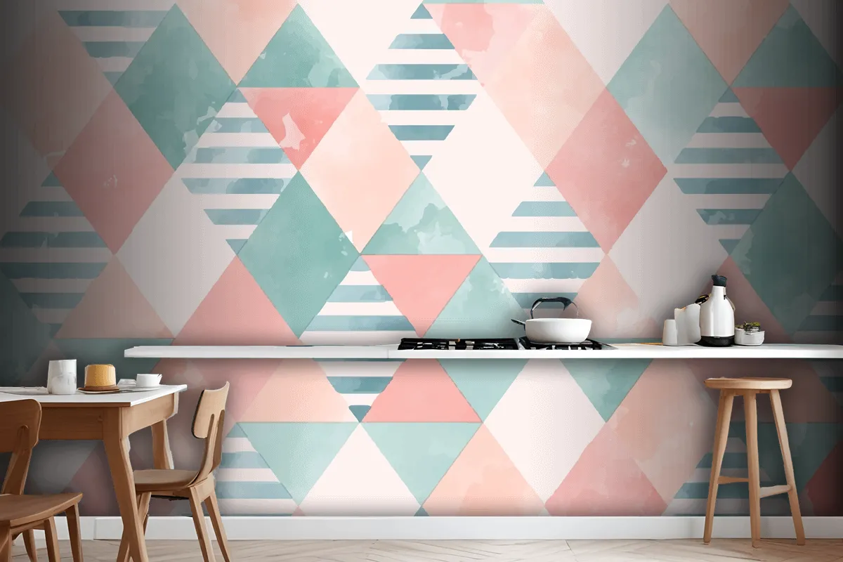 Watercolor Geometric Background Kitchen Wallpaper Mural