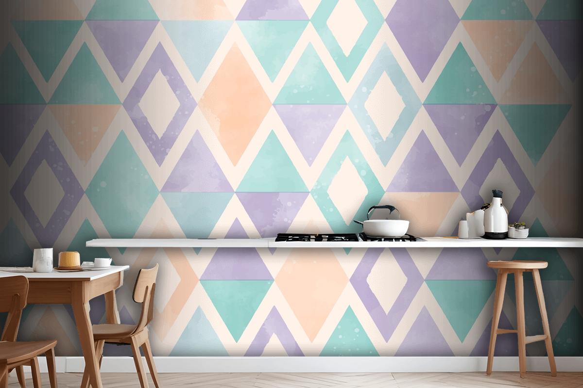 Watercolor Geometric Kitchen Wallpaper Mural