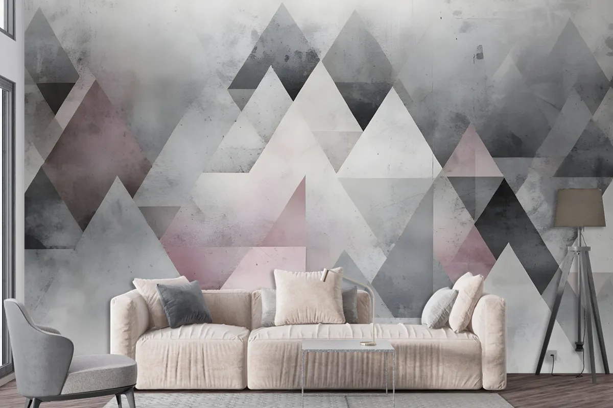 Watercolor Geometric Triangle Pattern Wallpaper Mural