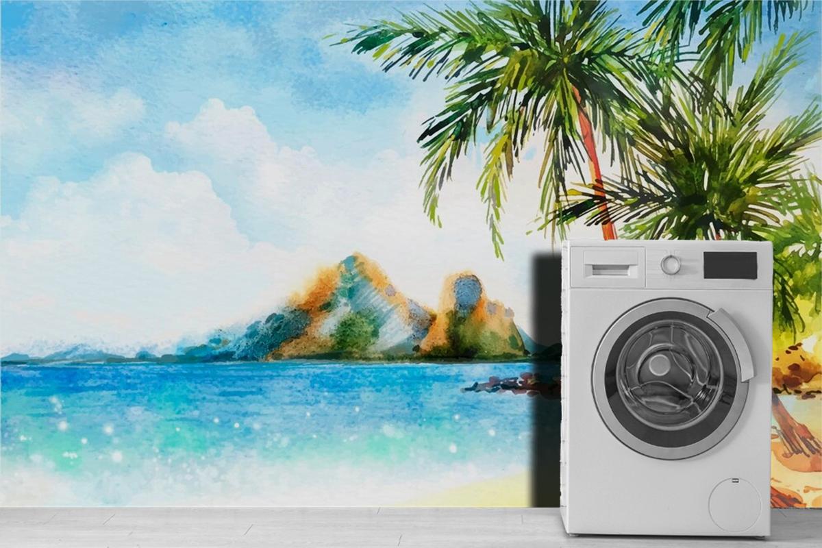 Watercolor Hello Summer Concept Wallpaper Mural