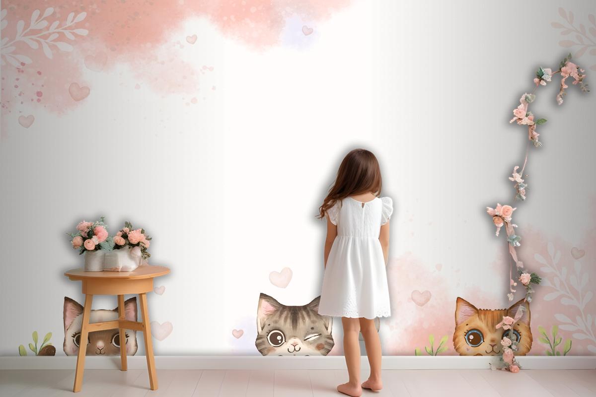 Watercolor International Cat Day Wallpaper Mural