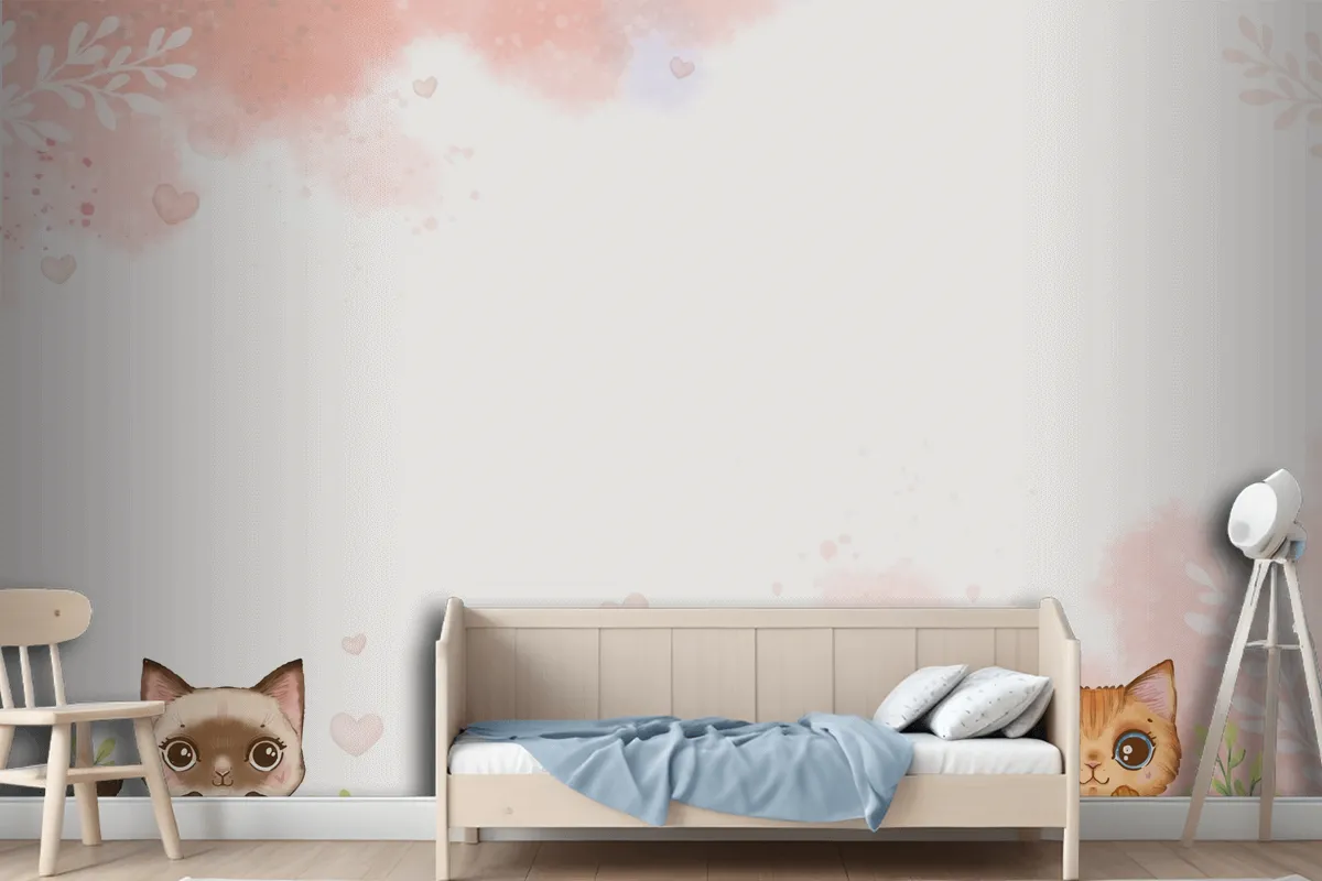 Watercolor International Cat Day Wallpaper Mural