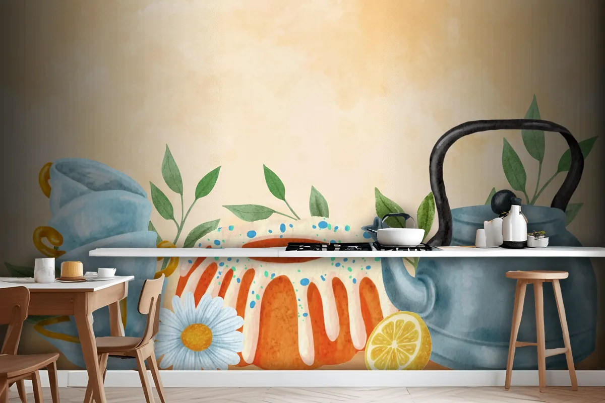 Watercolor International Tea Day Background Wallpaper Mural