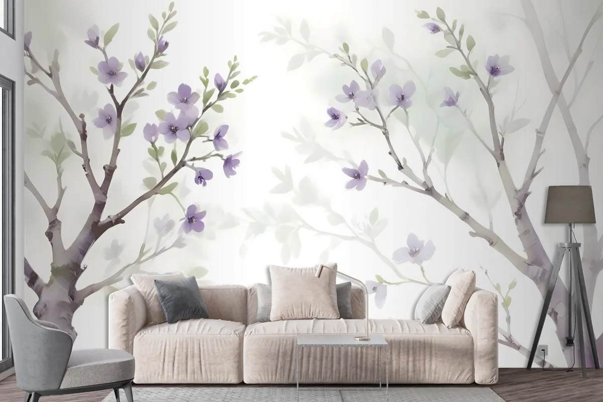 Watercolor Magnolia Floral Wallpaper Mural