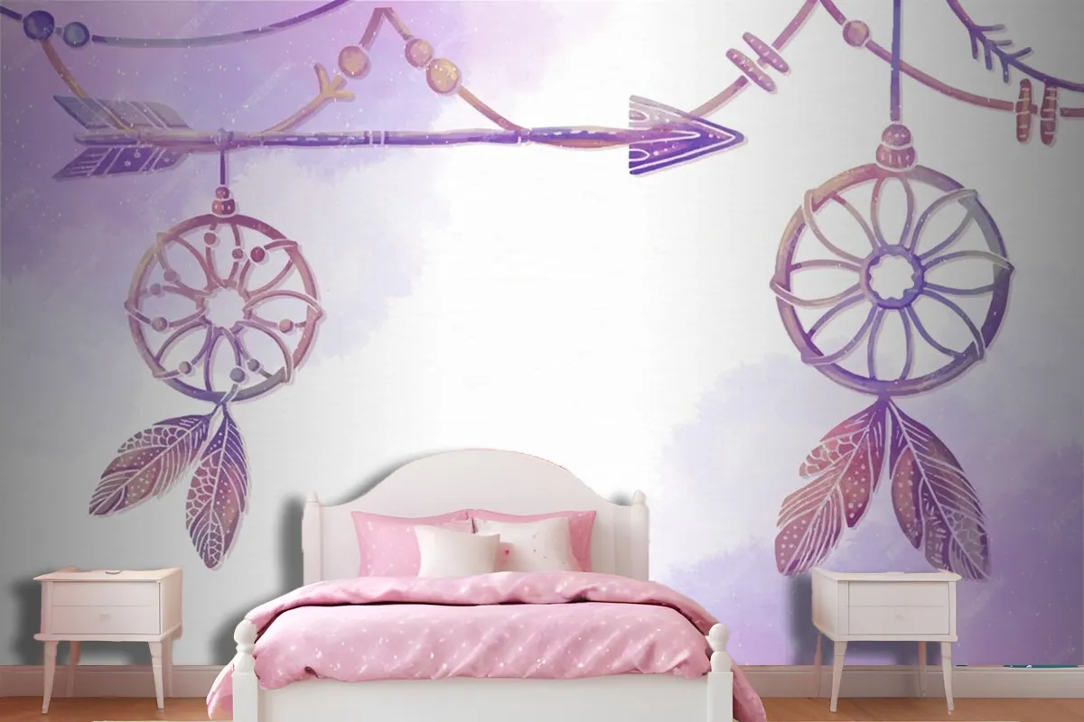 Watercolor Painted Boho Background Wallpaper Mural