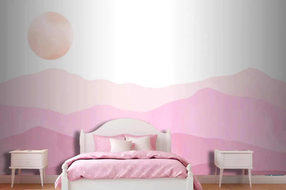 Watercolor Pastel Mountains Background Wallpaper Mural