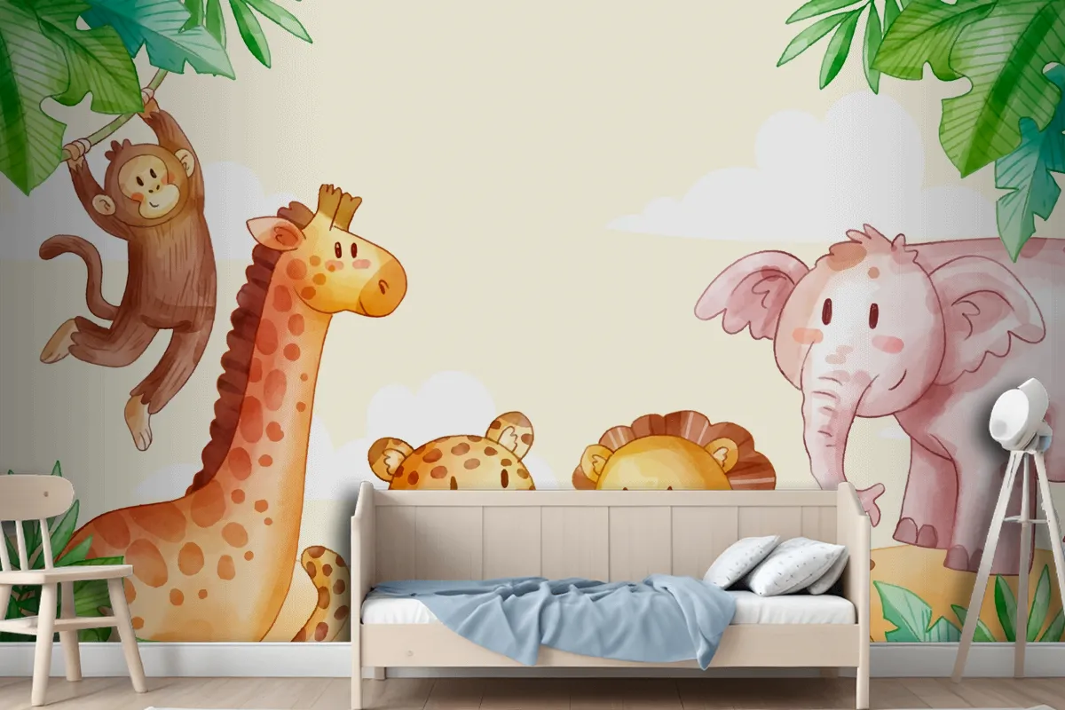 Watercolor Safari Background Wallpaper Mural