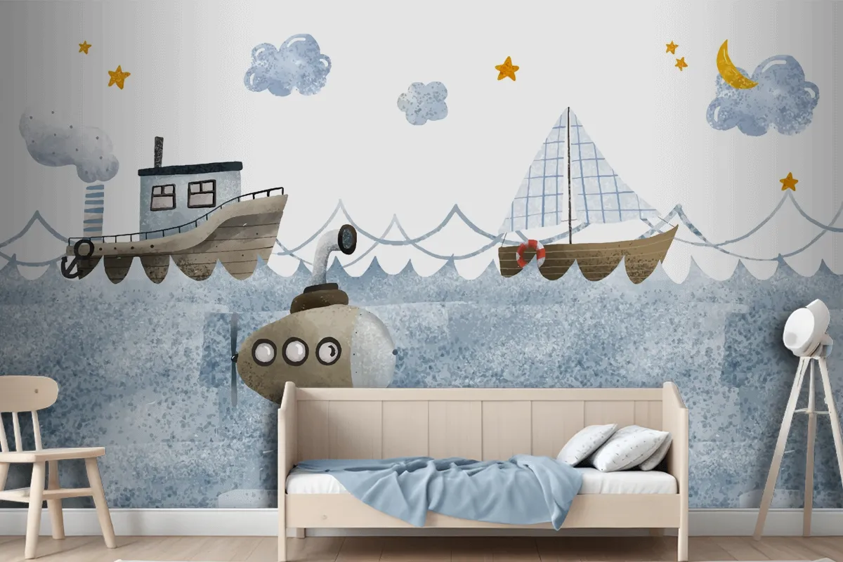 Watercolor Sea Landscape Wallpaper Mural