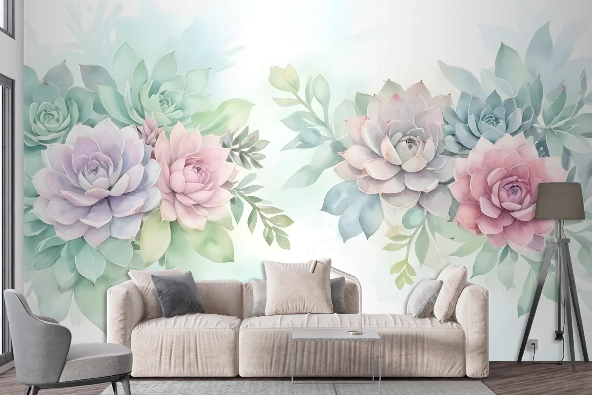 Watercolor Soft Floral Wallpaper Mural