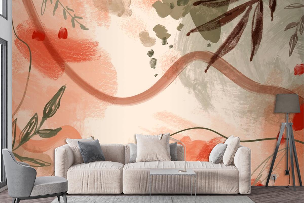 Watercolor Terracotta Pattern Design Wallpaper Mural