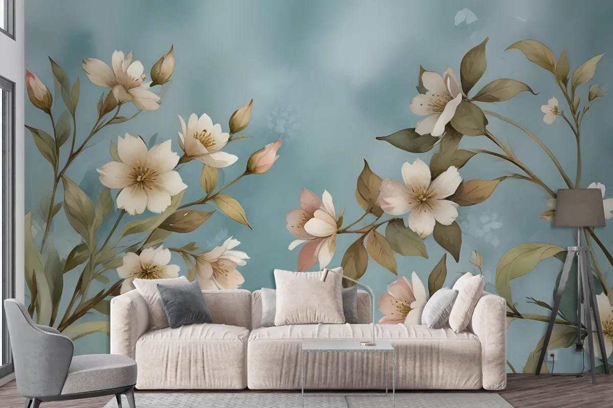 Watercolor Vintage Floral Wallpaper Mural